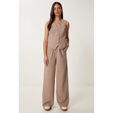 Happiness İstanbul Keten Yelek Pantolon Takım