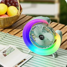 Şarjlı Bataryalı Vantilatör-Masaüstü Fan-3 Kademe Ayarı-7 Farklı Rgb Işık MODU-180C Ayarlanbilir