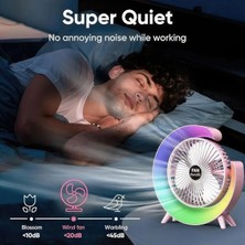 Şarjlı Bataryalı Vantilatör-Masaüstü Fan-3 Kademe Ayarı-7 Farklı Rgb Işık MODU-180C Ayarlanbilir