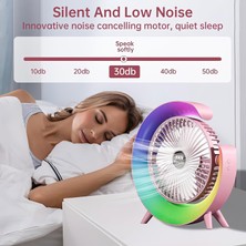 Şarjlı Bataryalı Vantilatör-Masaüstü Fan-3 Kademe Ayarı-7 Farklı Rgb Işık MODU-180C Ayarlanbilir