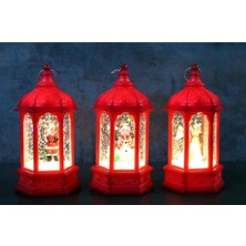 Yılbaşı Temalı Işıklı Kandil Kar Küresi (Kırmızı)