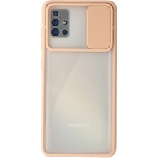 Newface Samsung Galaxy A71 Kılıf Palm Buzlu Kamera Sürgülü Silikon - Pembe Sptgl