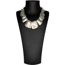 Gümüş Kaplamalı Zamak Set, Geometrik Kareler (Kolye, Bileklik, Küpe, Yüzük)
