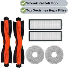 robotyedek Xiaomi X20 Max X20 Pro (Plus Değil!) Uyumlu Yedek Siyah Fırça Hepa Filtre Mop Seti-6 Parça