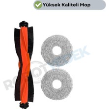 robotyedek Xiaomi X10 Plus X20 Plus Uyumlu Yedek Siyah Ana Fırça ve Mop-3 Parça