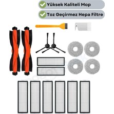 robotyedek Xiaomi X20 Max X20 Pro (Plus Değil!) Uyumlu Yedek Siyah Fırça Hepa Filtre Mop Seti-18 Parça