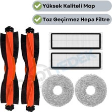 robotyedek Xiaomi X10 Plus X20 Plus Uyumlu Yedek Siyah Fırça Hepa Filtre Mop Seti-6 Parça