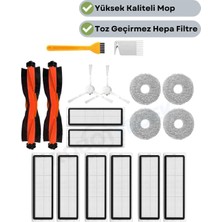robotyedek Xiaomi X10 Plus X20 Plus Uyumlu Yedek Siyah Fırça Hepa Filtre Mop Seti-18 Parça