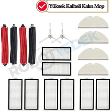 robotyedek Roborock Q8 Max, Q8 Max Plus ( Q8 MAX PRO DEĞİL!) Beyaz Uyumlu Yedek Fırça Hepa Filtre Mop Seti-16 Parça