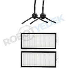 robotyedek Roborock Q5 Pro, Q5 Pro Plus Uyumlu Yedek Hepa Filtre ve Yan Fırça-4 Parça