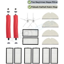 robotyedek Roborock Q7 Max, Q7 Max Plus Beyaz Uyumlu Yedek Fırça Hepa Filtre Mop Seti-16 Parça