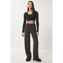 Yumoş Bol Örme Pantolon LUB0063 ANTRASİT