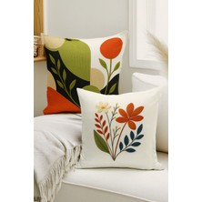 Çift Tarafı Dijital Baskılı  4'lü Kırlent Kılıfı Seti (Panç /punch Nakış Desen Görünümlü)