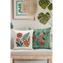 Çift Tarafı Dijital Baskılı  4'lü Kırlent Kılıfı Seti (Panç /punch Nakış Desen Görünümlü)