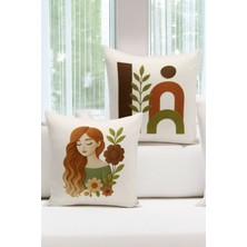 Çift Tarafı Dijital Baskılı  4'lü Kırlent Kılıfı Seti (Panç /punch Nakış Desen Görünümlü)