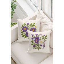 Çift Tarafı Dijital Baskılı  4'lü Kırlent Kılıfı Seti (Panç /punch Nakış Desen Görünümlü)