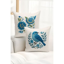 Çift Tarafı Dijital Baskılı  4'lü Kırlent Kılıfı Seti (Panç /punch Nakış Desen Görünümlü)