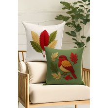 Çift Tarafı Dijital Baskılı  4'lü Kırlent Kılıfı Seti (Panç /punch Nakış Desen Görünümlü)