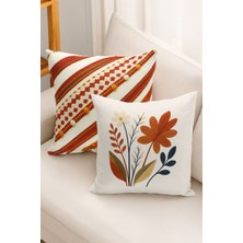 Çift Tarafı Dijital Baskılı  4'lü Kırlent Kılıfı Seti (Panç /punch Nakış Desen Görünümlü)