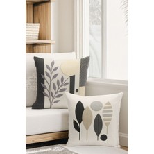 Çift Tarafı Dijital Baskılı  4'lü Kırlent Kılıfı Seti (Panç /punch Nakış Desen Görünümlü)