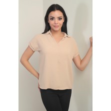 Polo Yaka Duble Kol Ayrobin Bluz