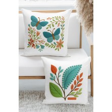 Çift Tarafı Dijital Baskılı  4'lü Kırlent Kılıfı Seti (Panç /punch Nakış Desen Görünümlü)