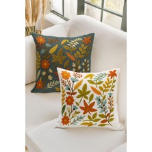 Çift Tarafı Dijital Baskılı  4'lü Kırlent Kılıfı Seti (Panç /punch Nakış Desen Görünümlü)