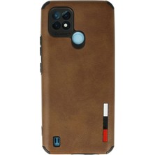 Newface Realme C21 Kılıf Loop Deri Silikon - Kahverengi Sptgl