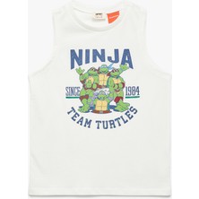 Koton Lisanslı Pamuklu Kolsuz Bisiklet Yaka Ninja Turtles Baskılı Atlet
