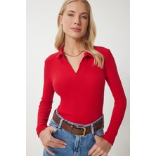 Happiness İstanbul Polo Yaka Fitilli 2'li Paket Örme Bluz