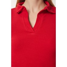 Polo Yaka Fitilli 2'li Paket Örme Bluz