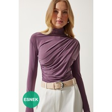 Büzgü Detaylı Sandy Bluz Leylak LFF0001