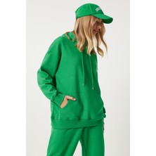 Kapüşonlu Sweatshirt Jogger Oversize Örme Eşofman Takımı