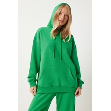 Kapüşonlu Sweatshirt Jogger Oversize Örme Eşofman Takımı