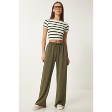 Happiness İstanbul Kadın Geniş Paça Eşofman Altı LUB0070 HAKİ %50 Modal %45 Polyester Esnek Yapı