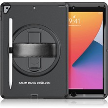 Newface Ipad 10.2 (7.nesil) Kılıf Hand Strap Tablet Kılıfı - Siyah Sptgl