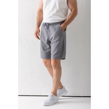 Erkek Beli Ayarlanabilir Çift Cepli Şort Gri - 9239