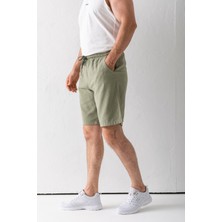 Erkek Beli Ayarlanabilir Çift Cepli Şort Haki - 9239