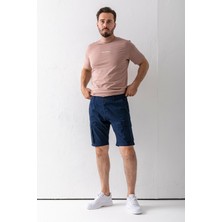 Erkek Düğme Kapamalı Kargo Cepli Pamuklu Şort Lacivert - 2855