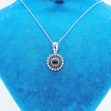 Tesbih Pasajı Zirkon ve Oltu Taşı Işçilikli 925 Ayar Gümüş Kolye