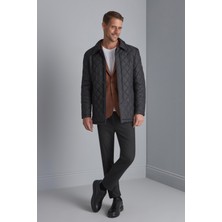 İGS Erkek Kapitone Düğmeli Klasik Mont – Siyah