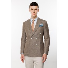 Erkek Kahve Slim Fit / Dar Kalıp Geniş Kırlangıç Ceket