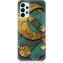Samsung Galaxy A33 Uyumlu Altın Ay ve Yıldızlar  Desenli Silikon Kılıf