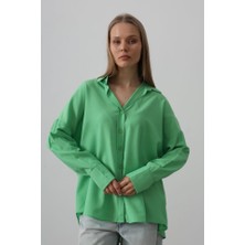 Geniş Manşet Detaylı Gömlek - A.yeşil