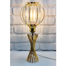 365GUNSERİSONU Modern Dekoratif Gold Metal Burgu Kristal Taşlı Kristal Dairesel / Kare Şapkalı Abajur Masa Lambası