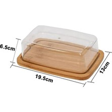 Akrilik Kapaklı Bambu Altlıklı Tereyağlık ve Saklama Kabı
