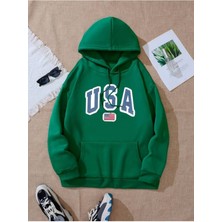 Unisex Usa Baskılı Oversize Sweatshirt Hoodie