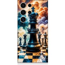 Samsung Galaxy S24 Ultra Uyumlu Satranç Şah ve Taşlar  Desenli Silikon Kılıf