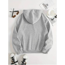 Unisex Gri Malibu Baskılı Oversize Sweatshirt Hoodie