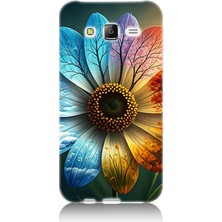 Teknomeg Samsung Galaxy J5 Uyumlu Yaprakta Gökkuşağı Çiçek  Desenli Silikon Kılıf